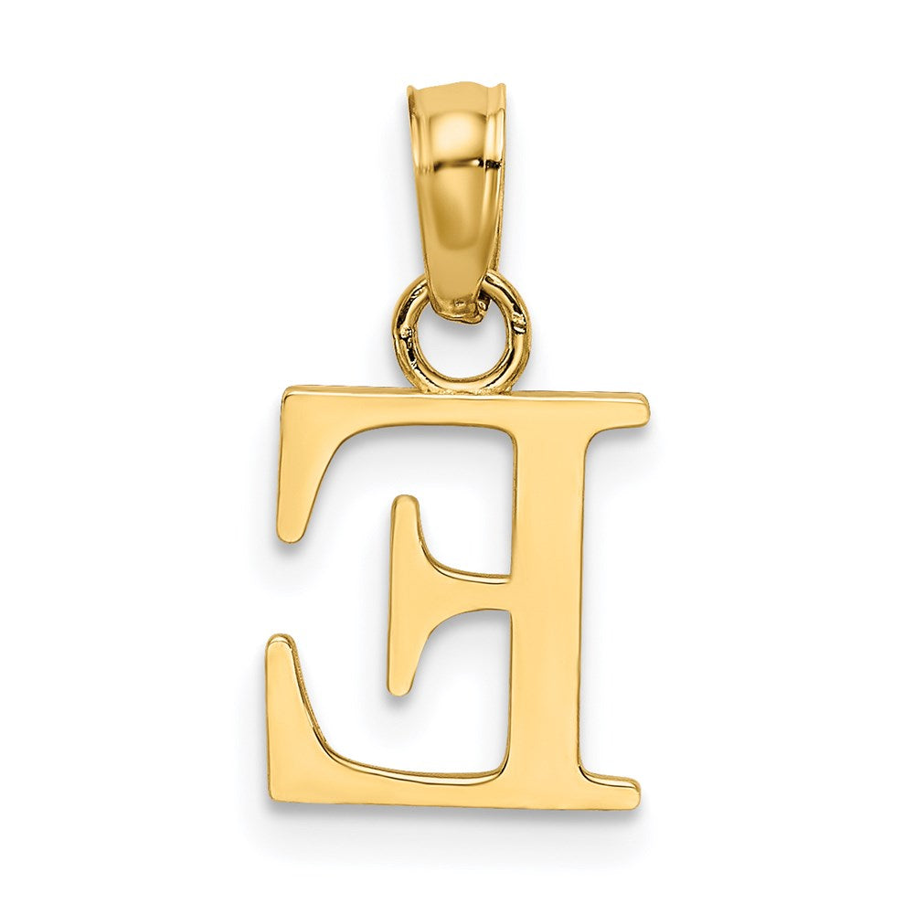 14K Polished Block Letter E Initial Pendant