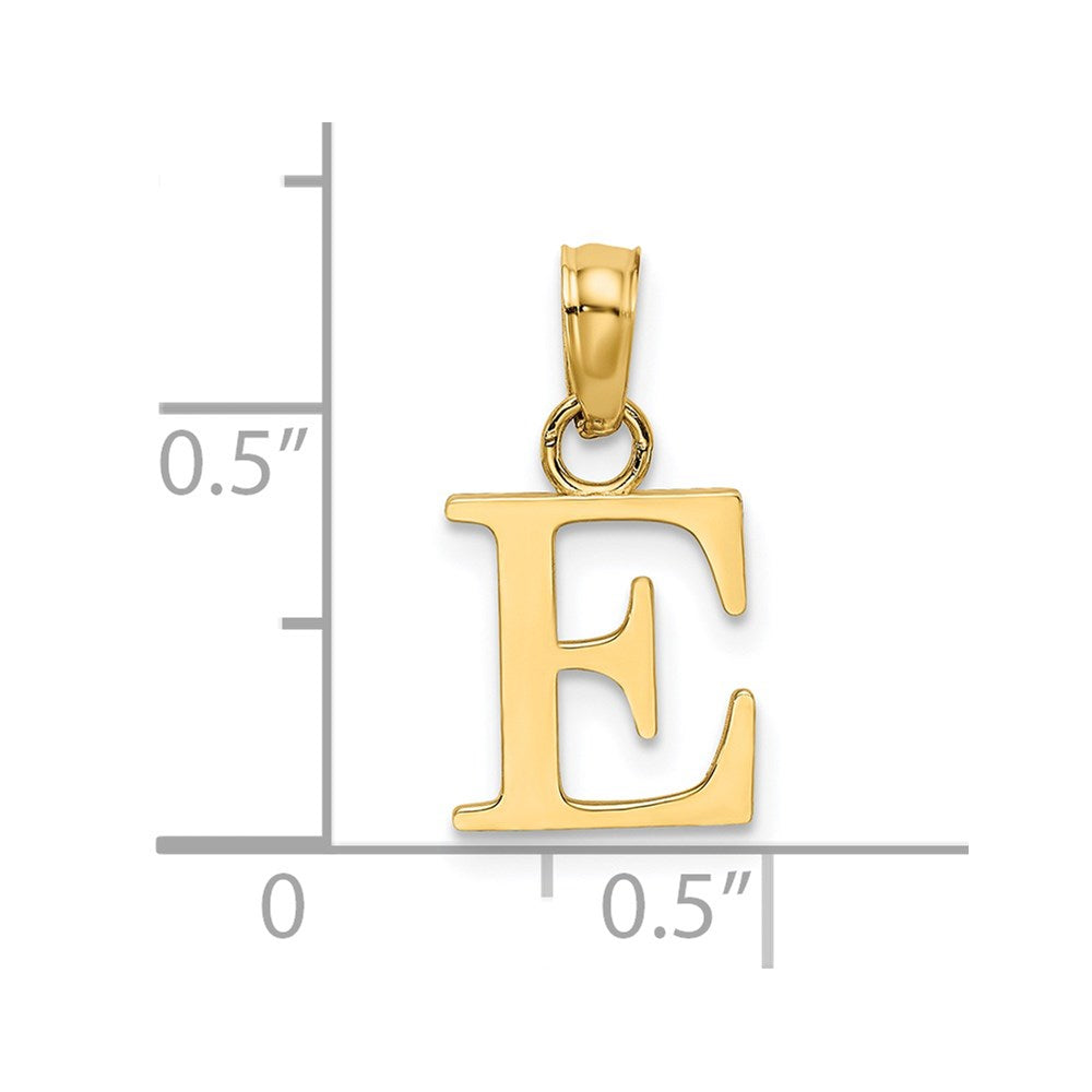 14K Polished Block Letter E Initial Pendant