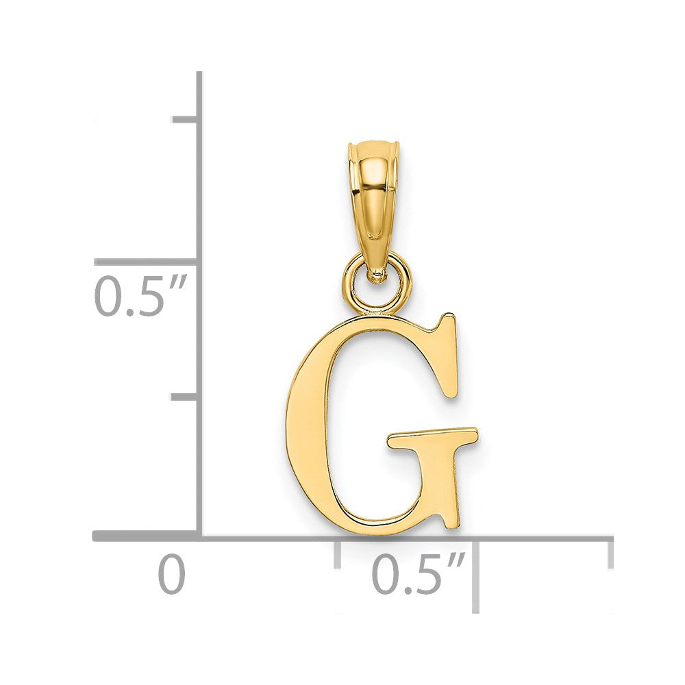 14K Polished Block Letter G Initial Pendant