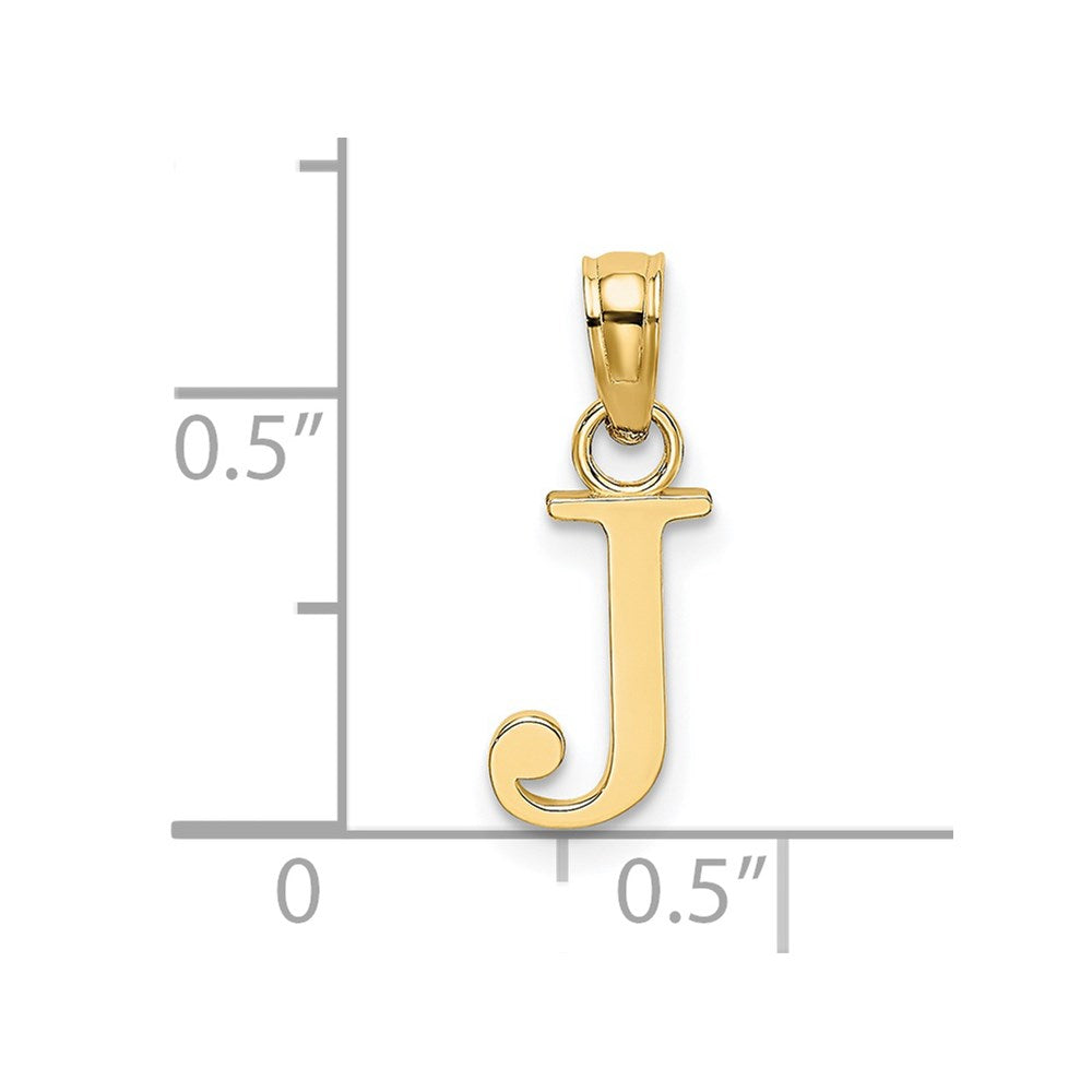 14K Polished Block Letter J Initial Pendant