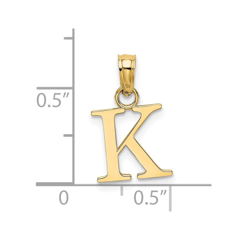 14K Polished Block Letter K Initial Pendant