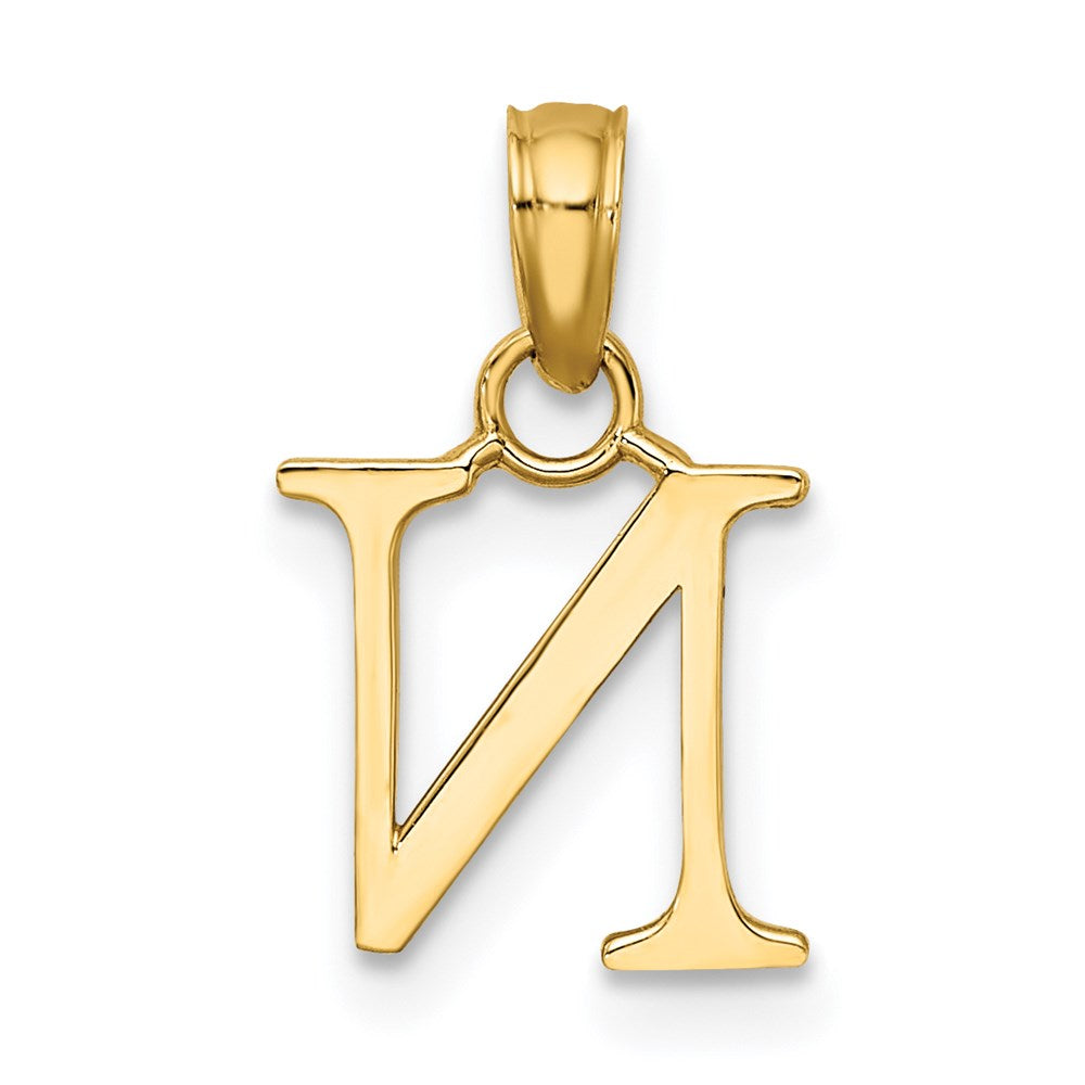 14K Polished Block Letter N Initial Pendant