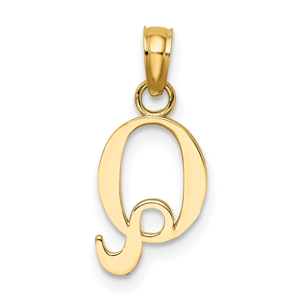 14K Polished Block Letter Q Initial Pendant