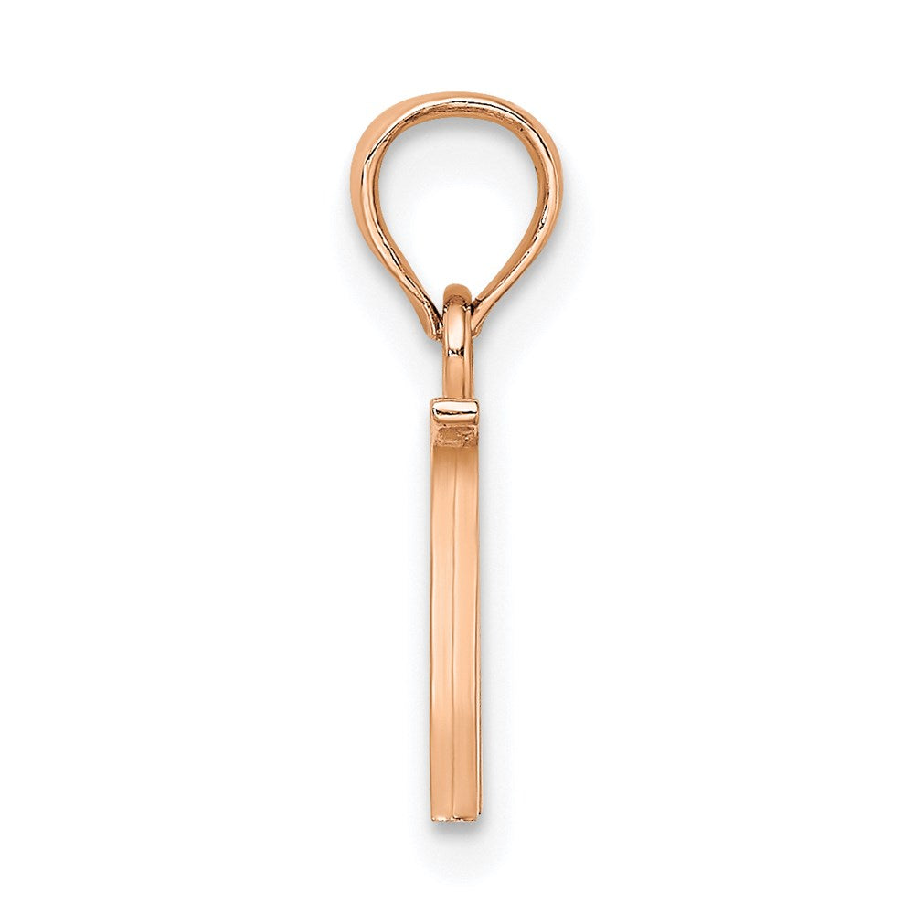 14K Rose Gold Polished Block Letter W Initial Pendant