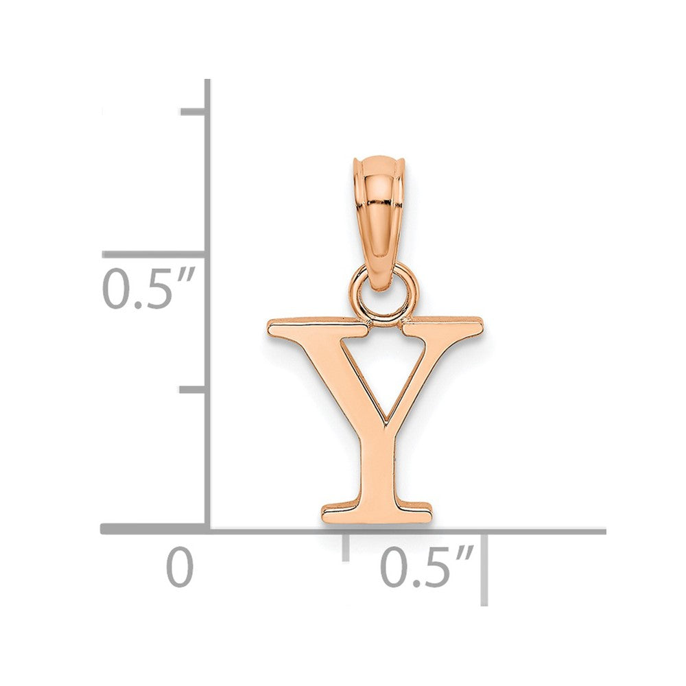 14K Rose Gold Polished Block Letter Y Initial Pendant