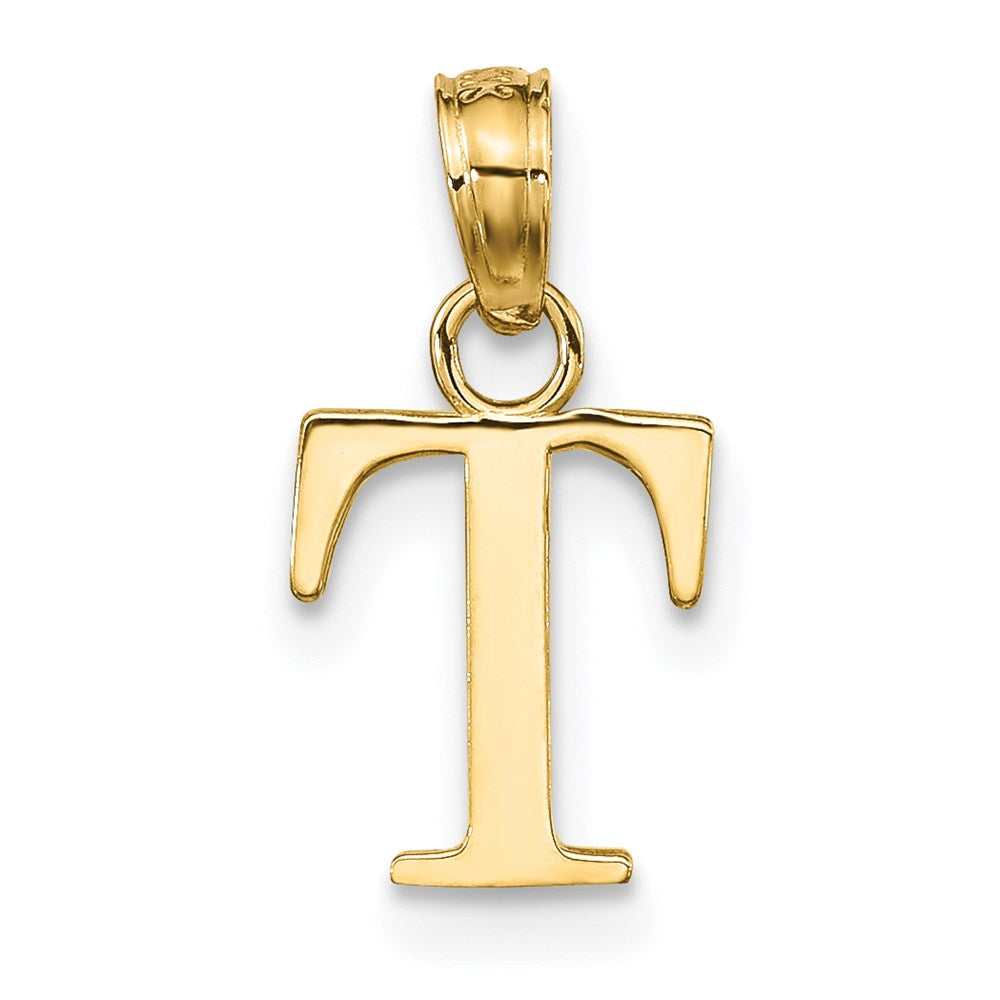 14k Polished Block Letter T Initial Pendant
