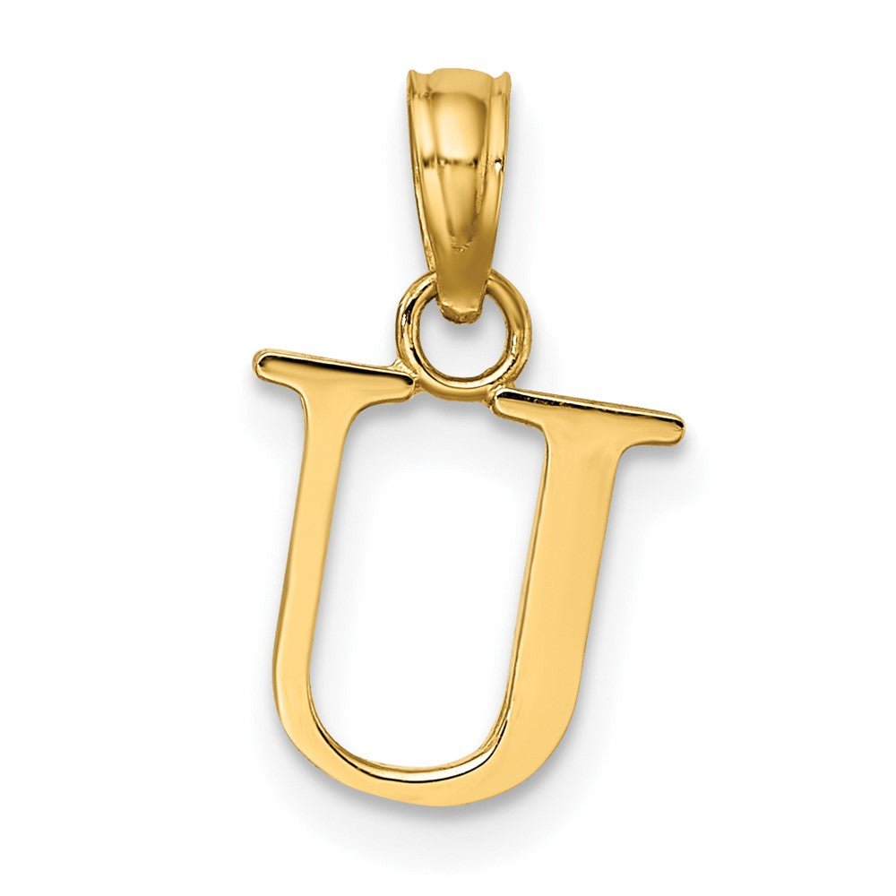 14K Polished Block Letter U Initial Pendant