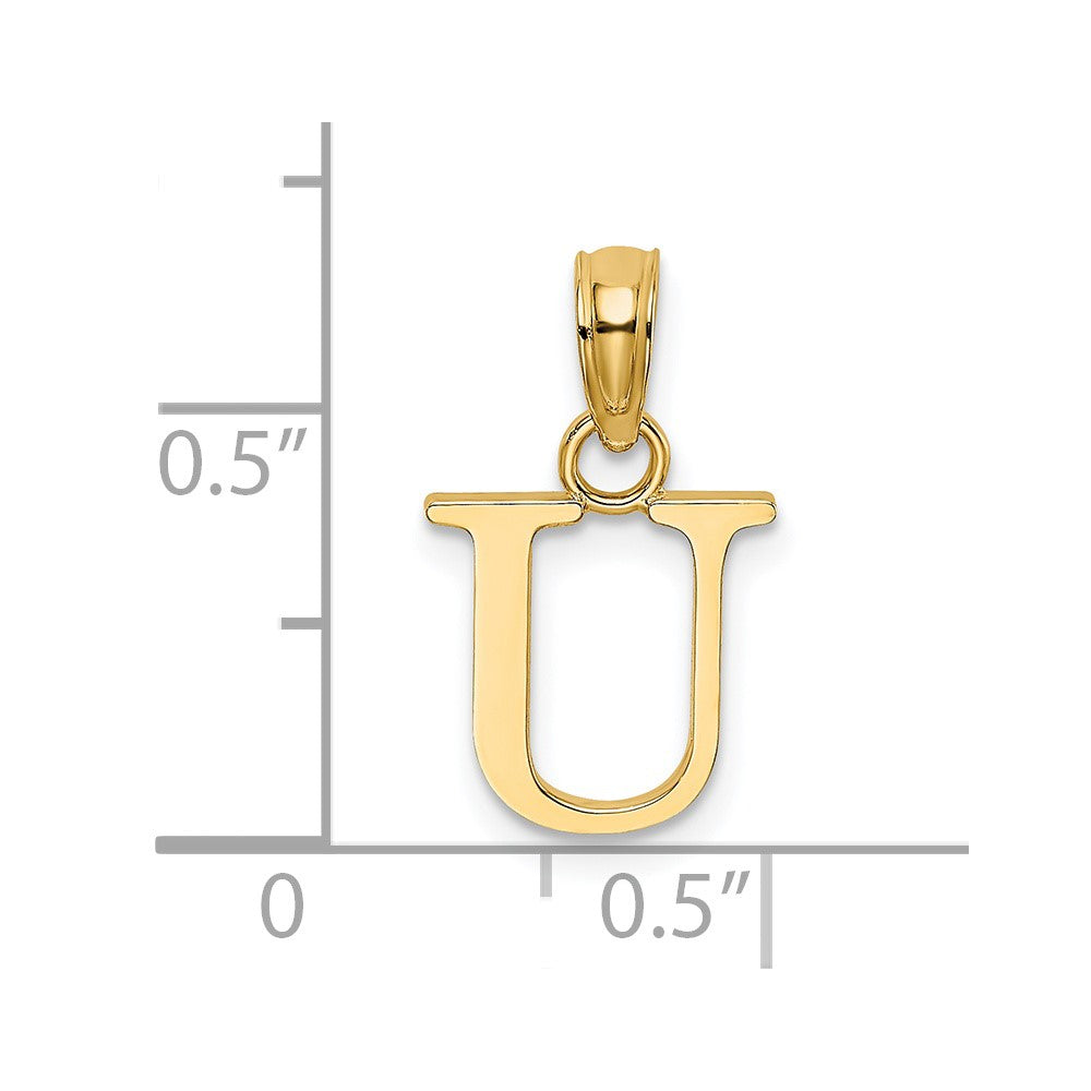 14K Polished Block Letter U Initial Pendant