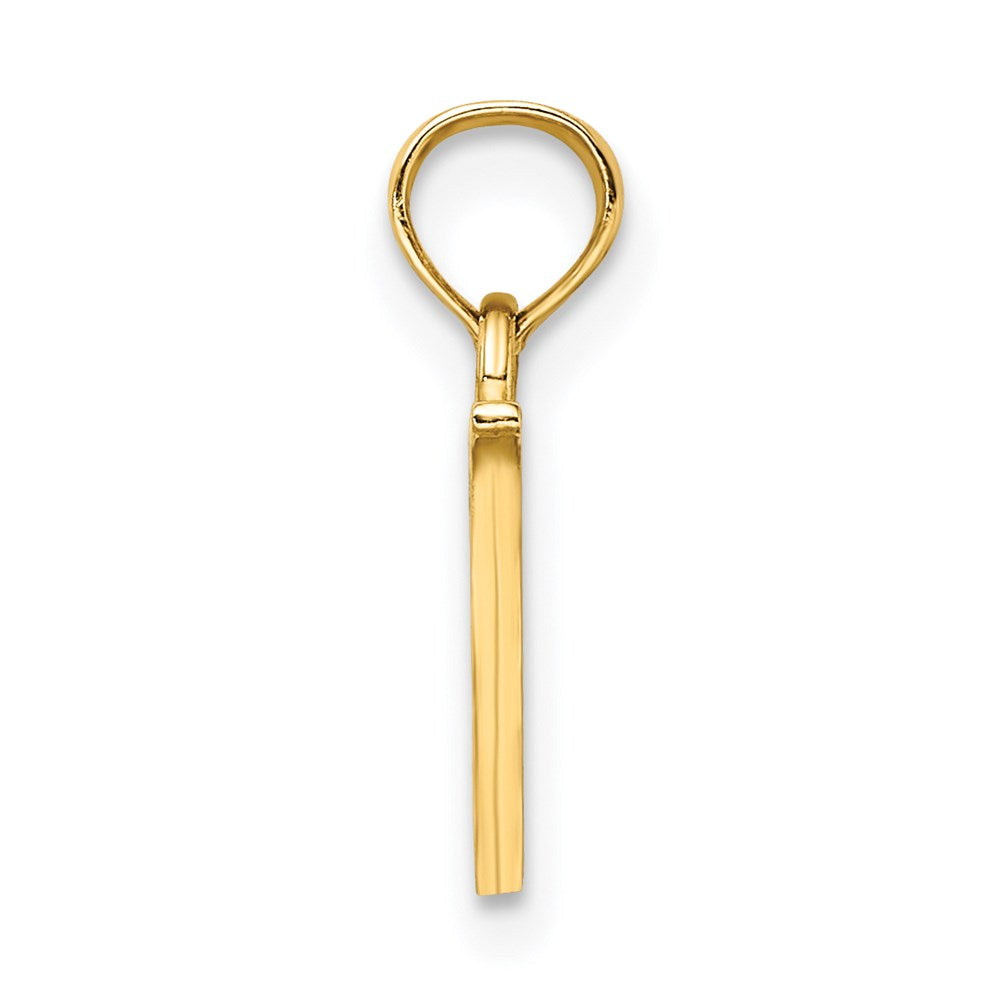 14K Polished Block Letter V Initial Pendant