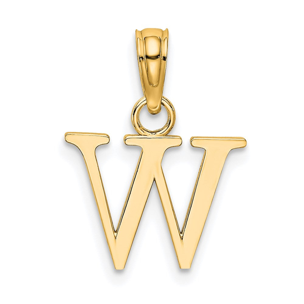 14K Polished Block Letter W Initial Pendant