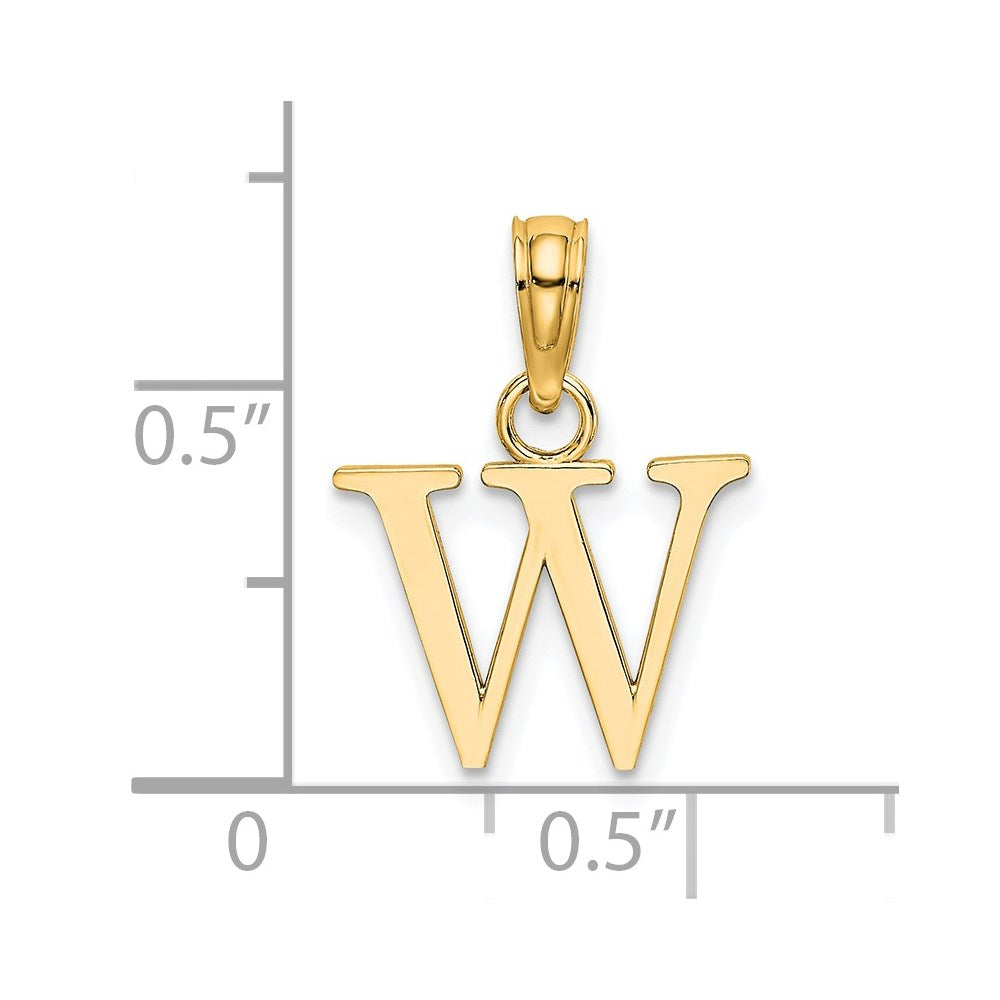 14K Polished Block Letter W Initial Pendant
