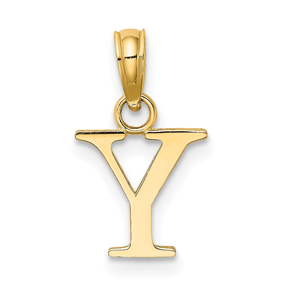 14K Polished Block Letter Y Initial Pendant
