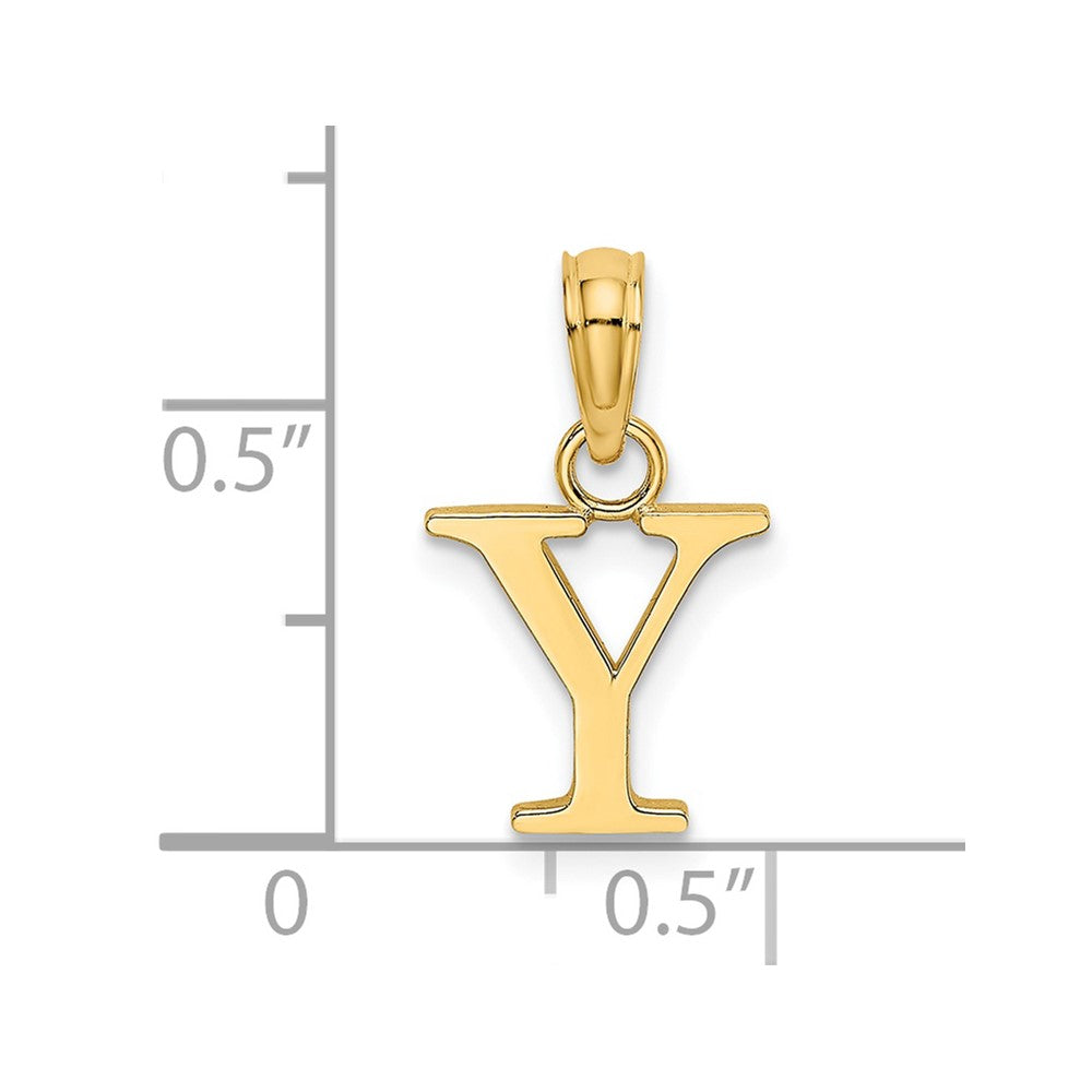 14K Polished Block Letter Y Initial Pendant