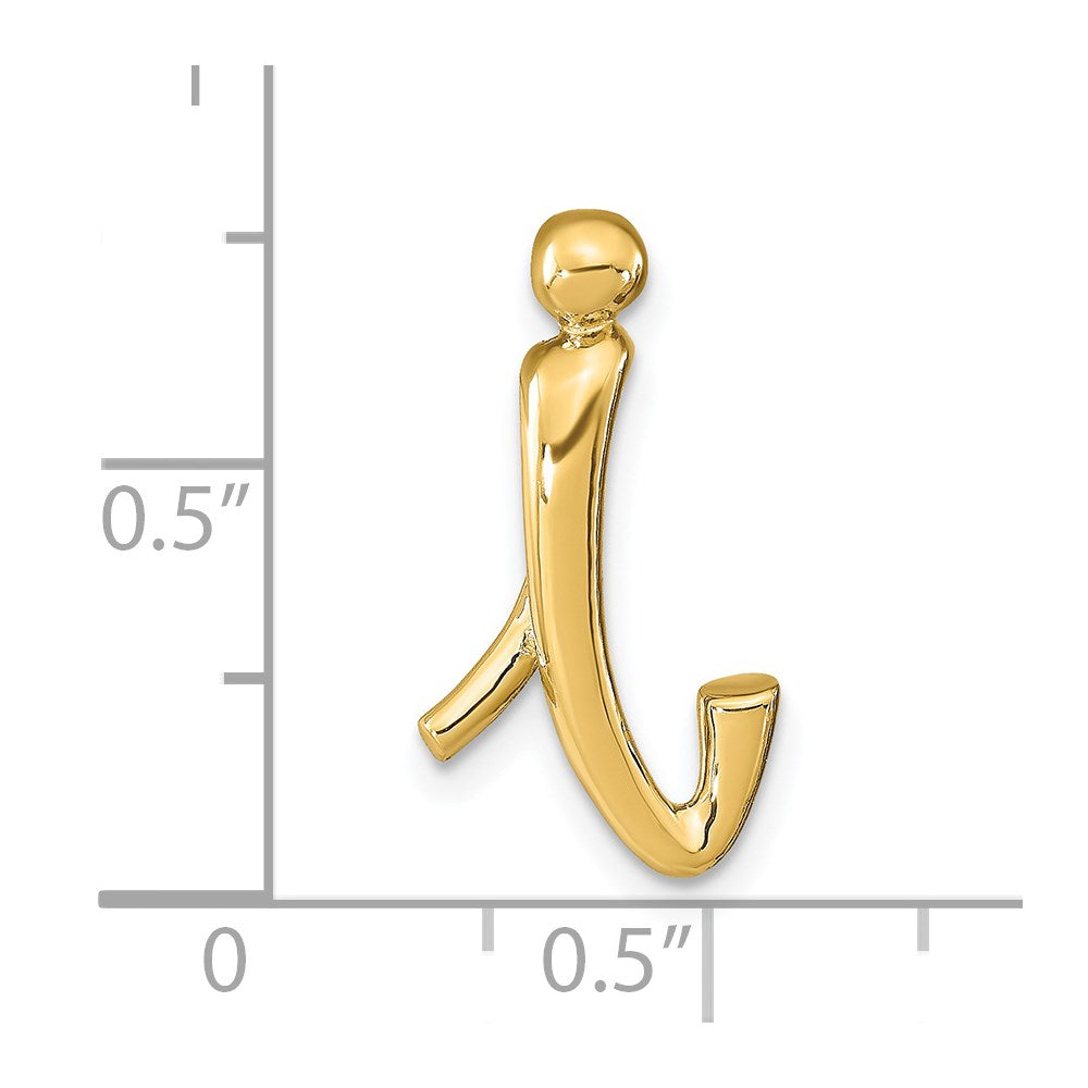 14K Polished Letter I Initial Slide