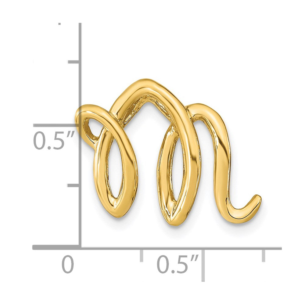 14K Polished Letter M Initial Slide