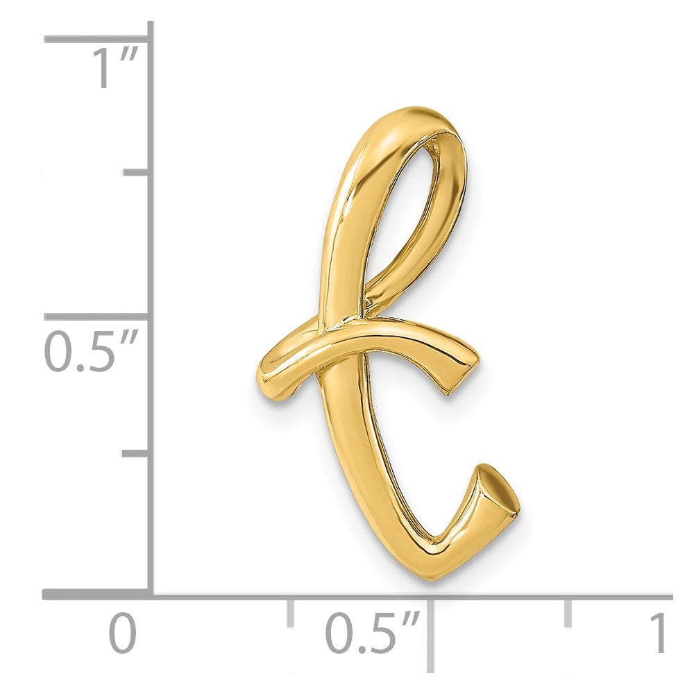 14K Polished Letter T Initial Slide