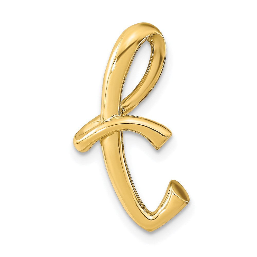 14K Polished Letter T Initial Slide