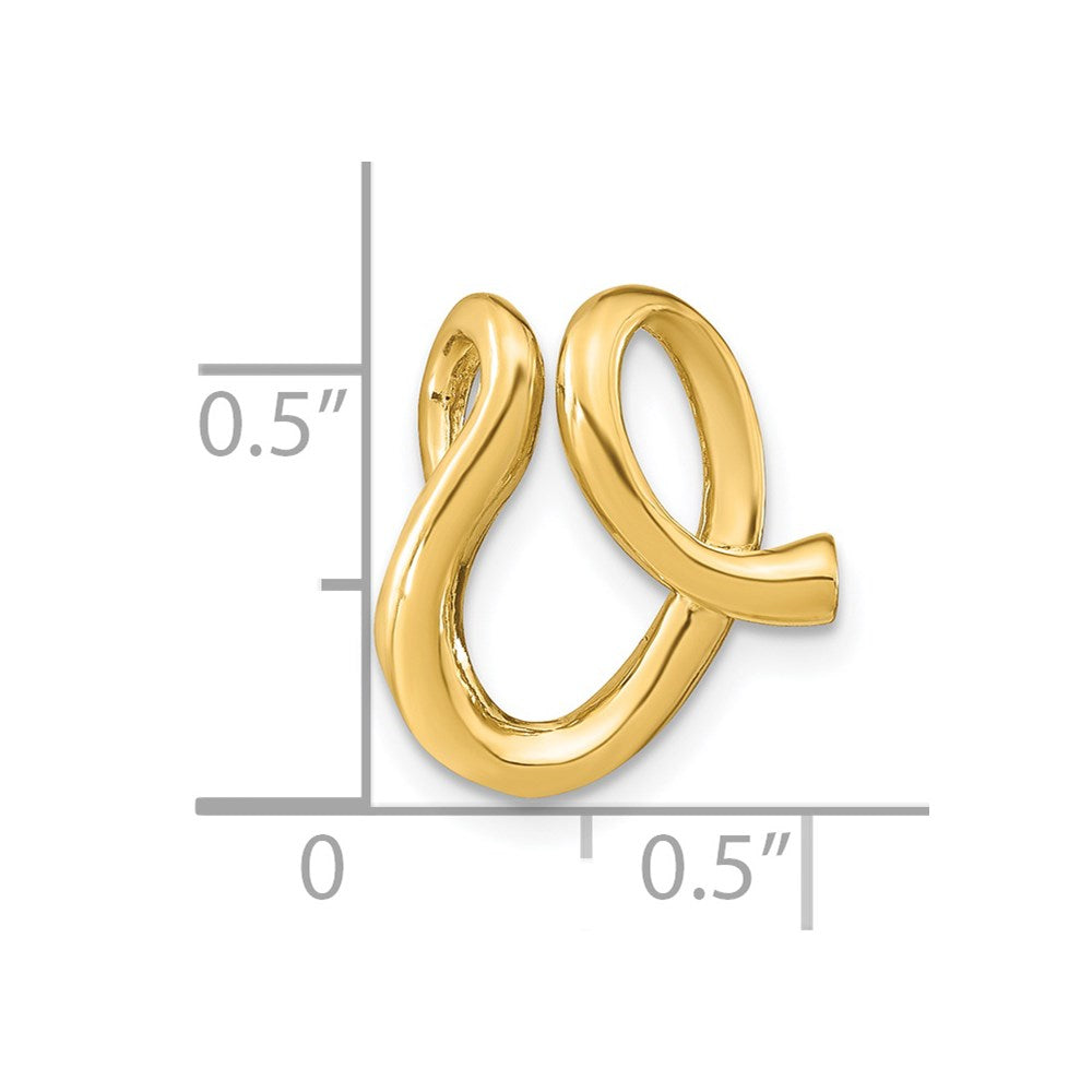 14K Polished Letter V Initial Slide