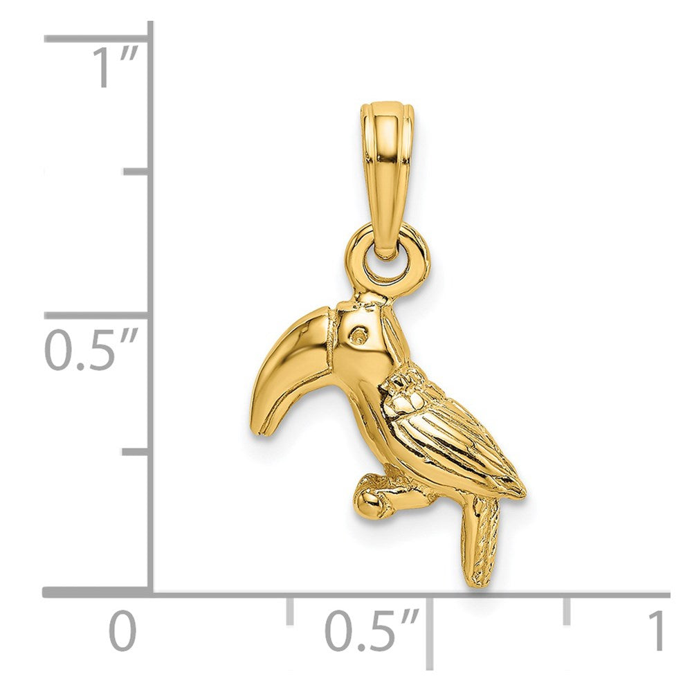 14K 3-D Textured/Polished Toucan Bird Charm