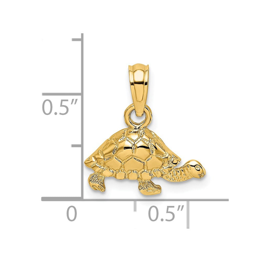 14K Polished and Engraved Mini Turtle Charm