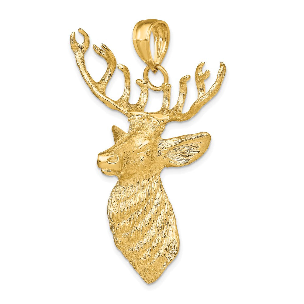 14K 3-D Textured Deer Head Charm