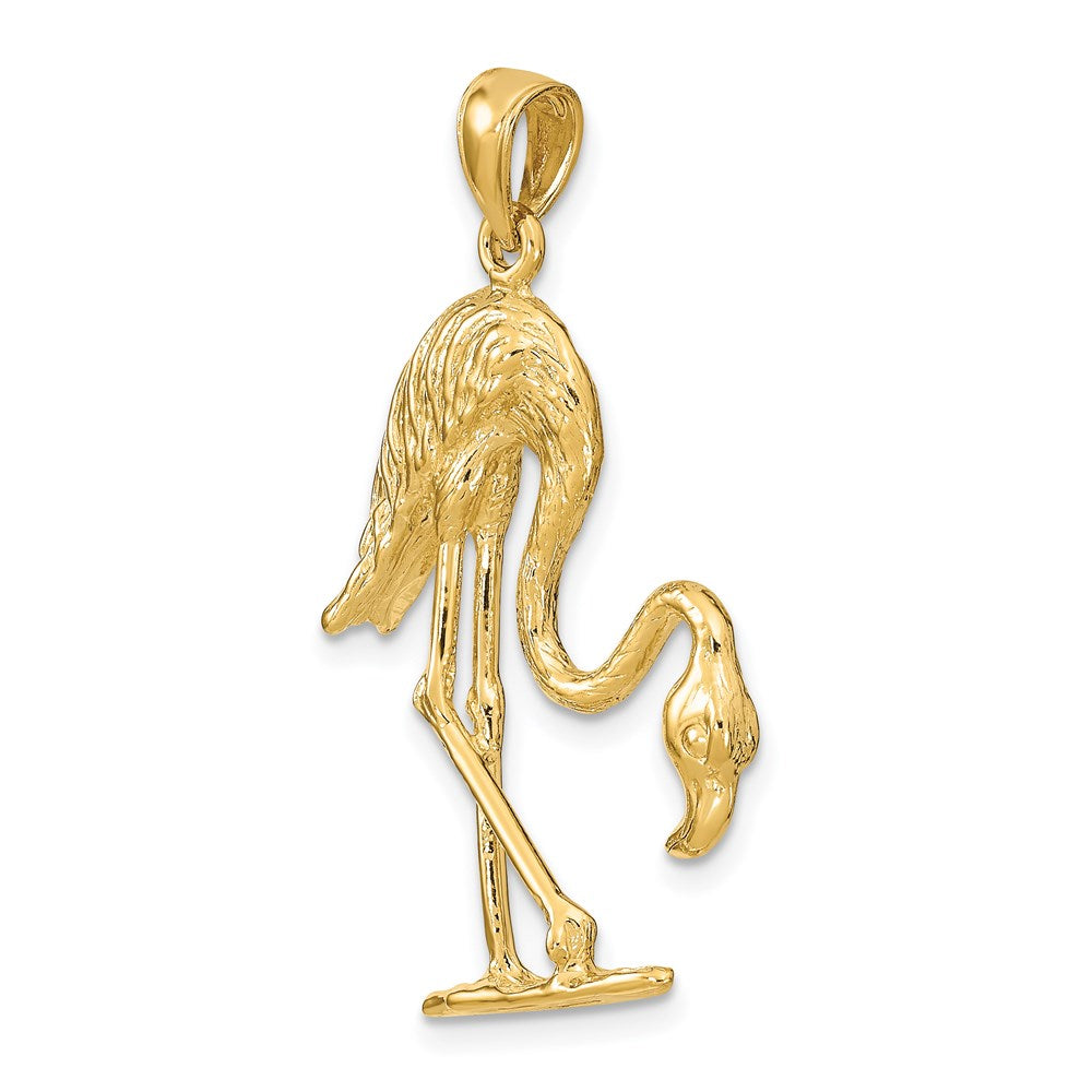 14K 3-D Textured Flamingo Charm