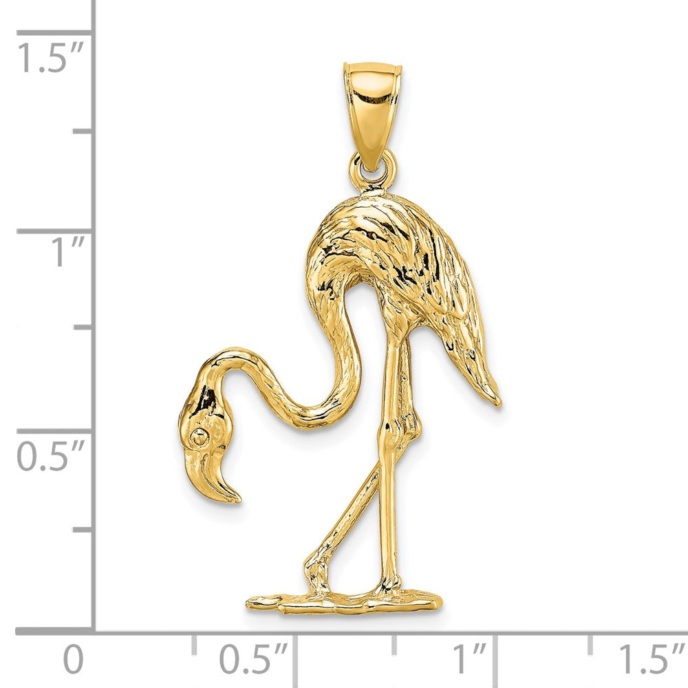 14K 3-D Textured Flamingo Charm