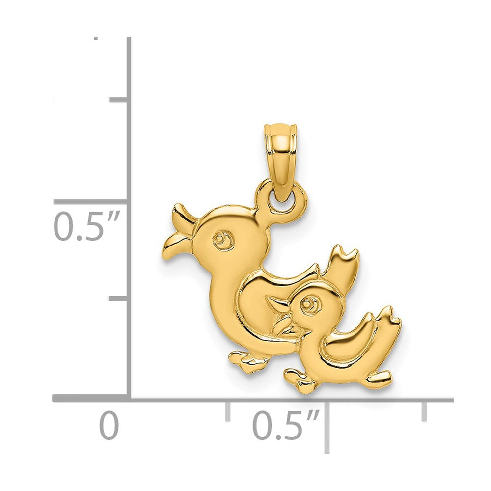 14K 3-D Two Ducks Charm