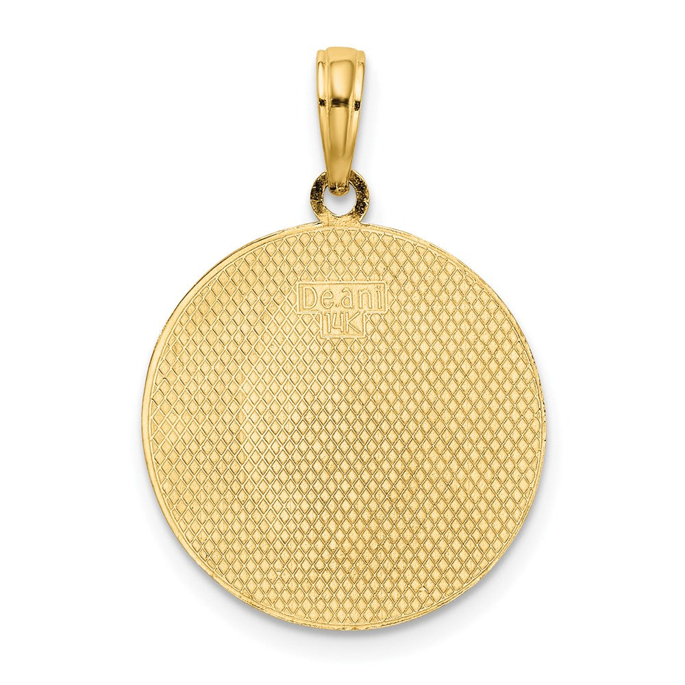 14K Circle Engraveable Center Charm