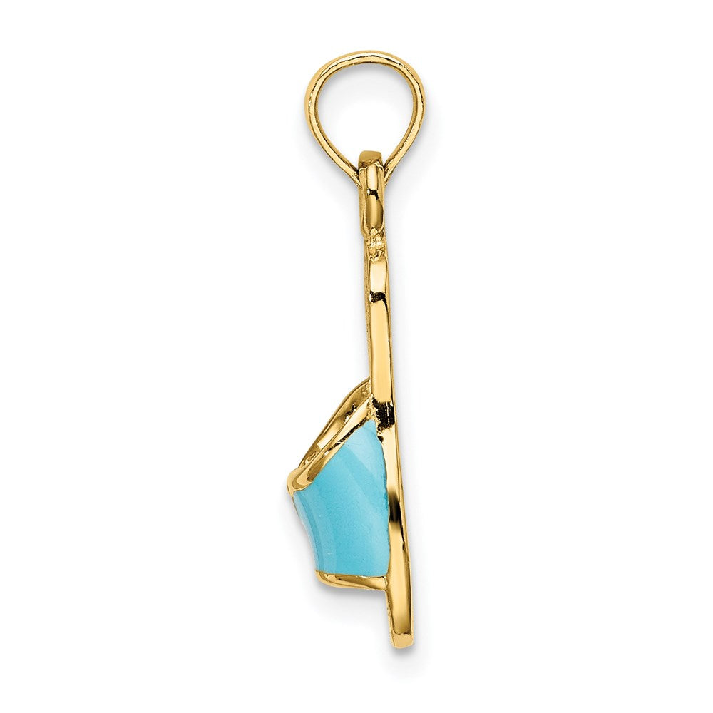 14k 3D W/ Aqua Enamel Summer Slipper Charm