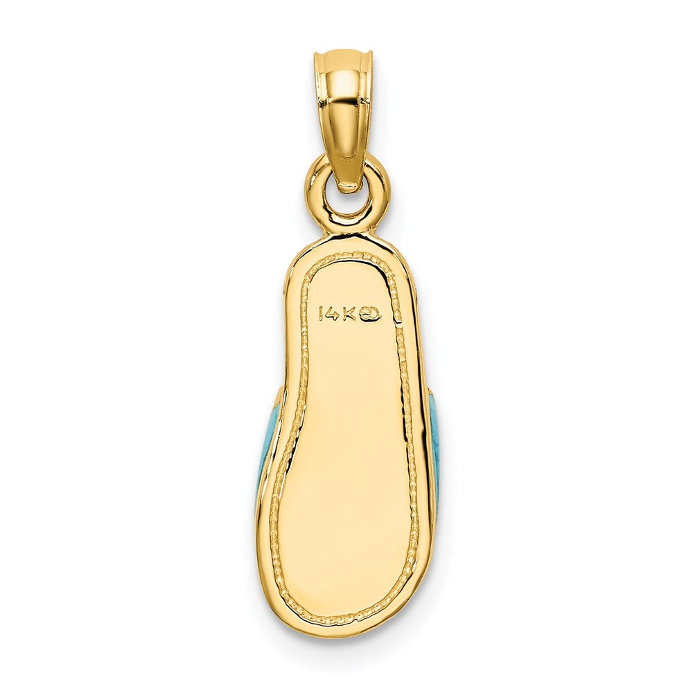 14k 3D W/ Aqua Enamel Summer Slipper Charm
