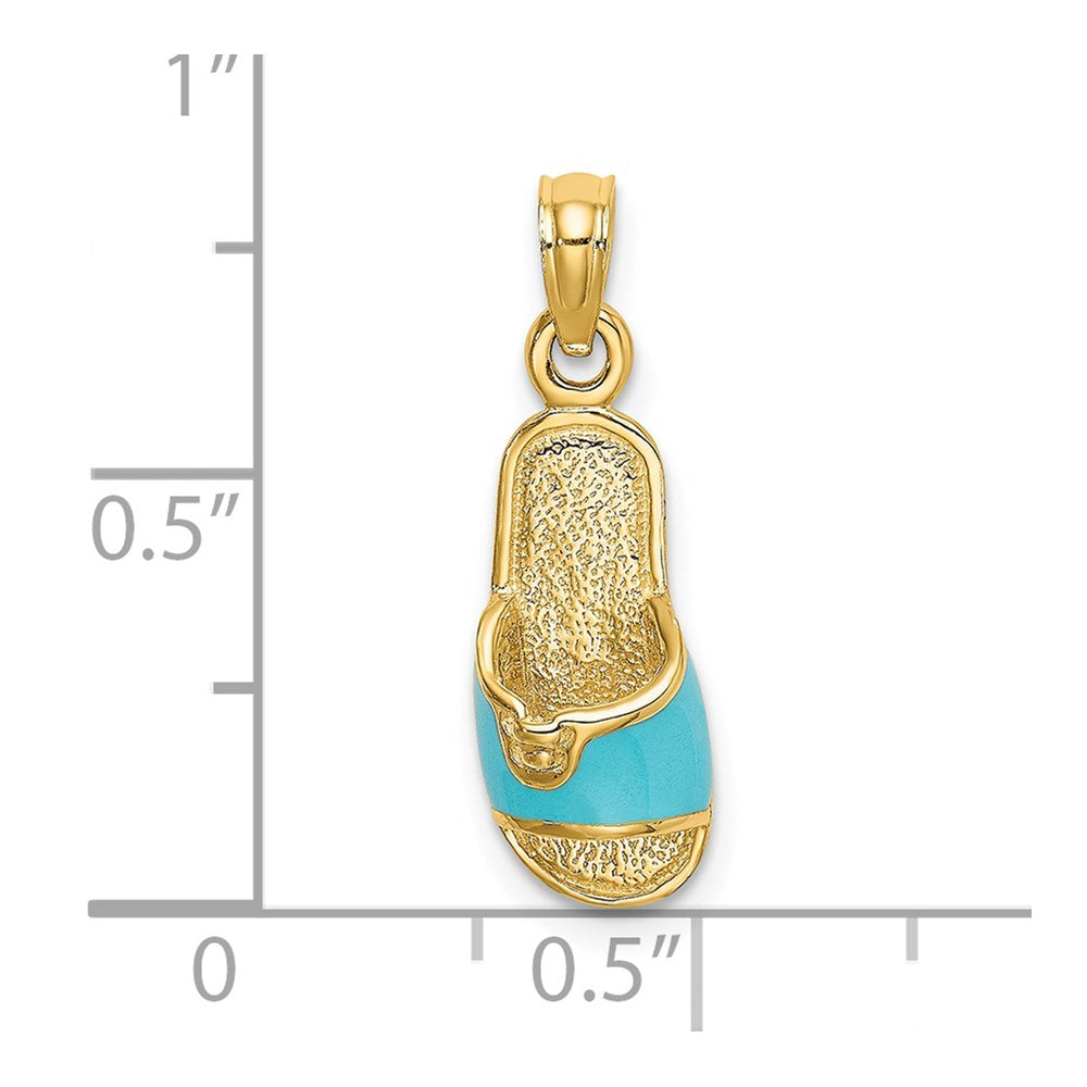 14k 3D W/ Aqua Enamel Summer Slipper Charm