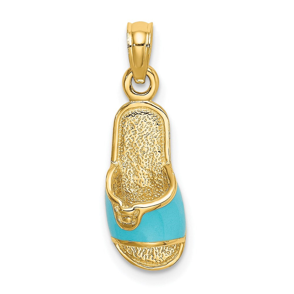 14k 3D W/ Aqua Enamel Summer Slipper Charm