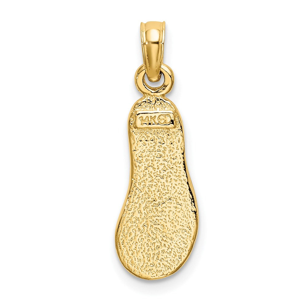 14k 3D W/ Green Enamel Single Flip-Flop Charm