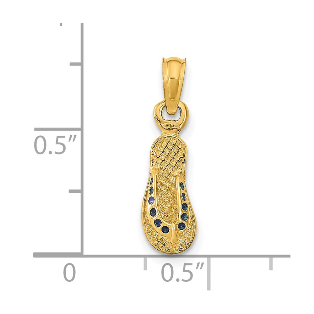 14k 3D W/ Blue Enamel Single Flip-Flop Charm