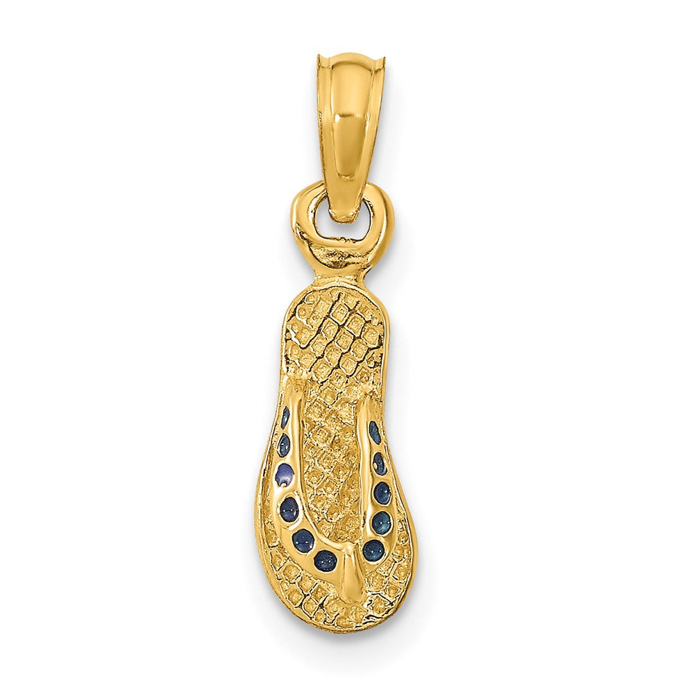 14k 3D W/ Blue Enamel Single Flip-Flop Charm
