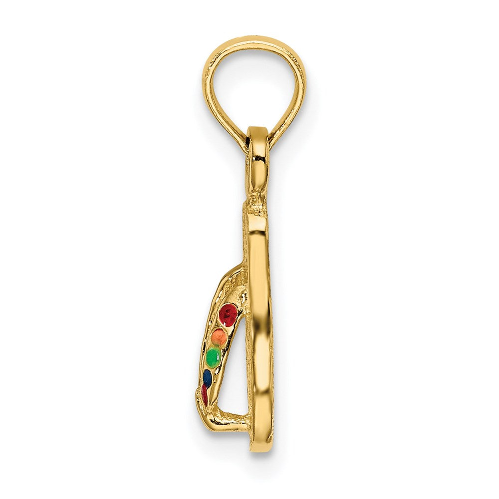 14k 3D W/ Multi-Color Enamel Single Flip-Flop Charm