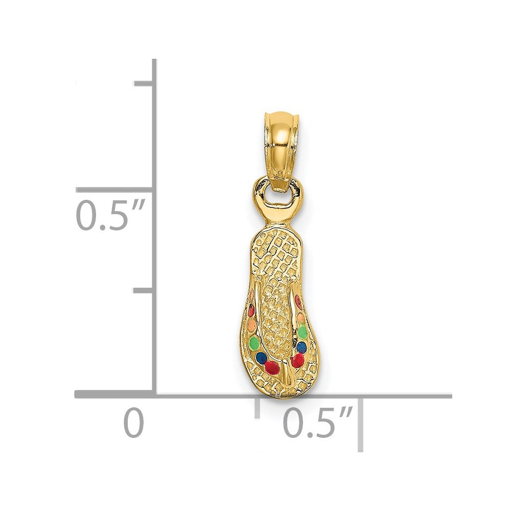 14k 3D W/ Multi-Color Enamel Single Flip-Flop Charm
