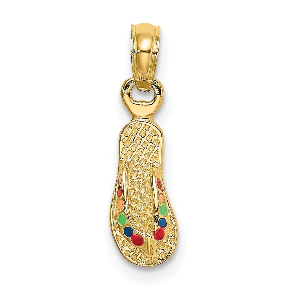 14k 3D W/ Multi-Color Enamel Single Flip-Flop Charm