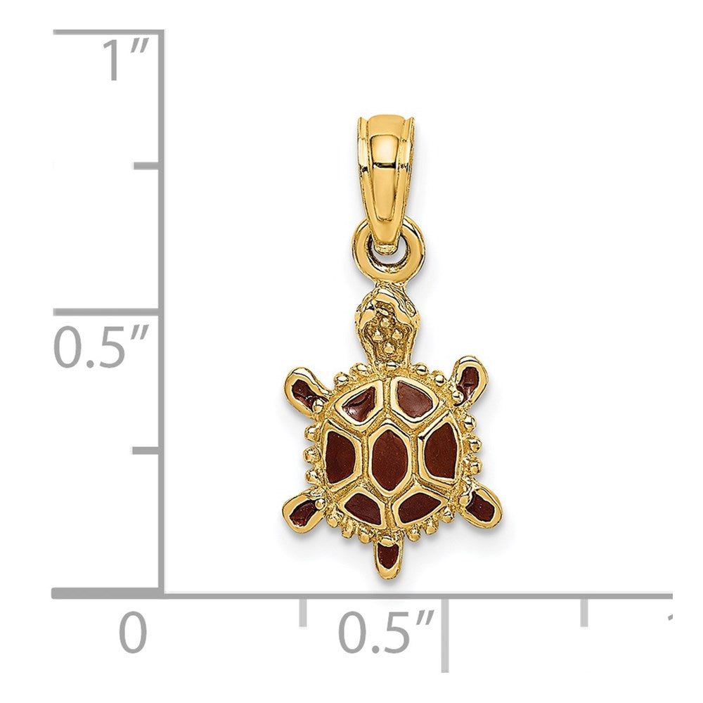 14K 3D Brown Enamel Tortoise Charm