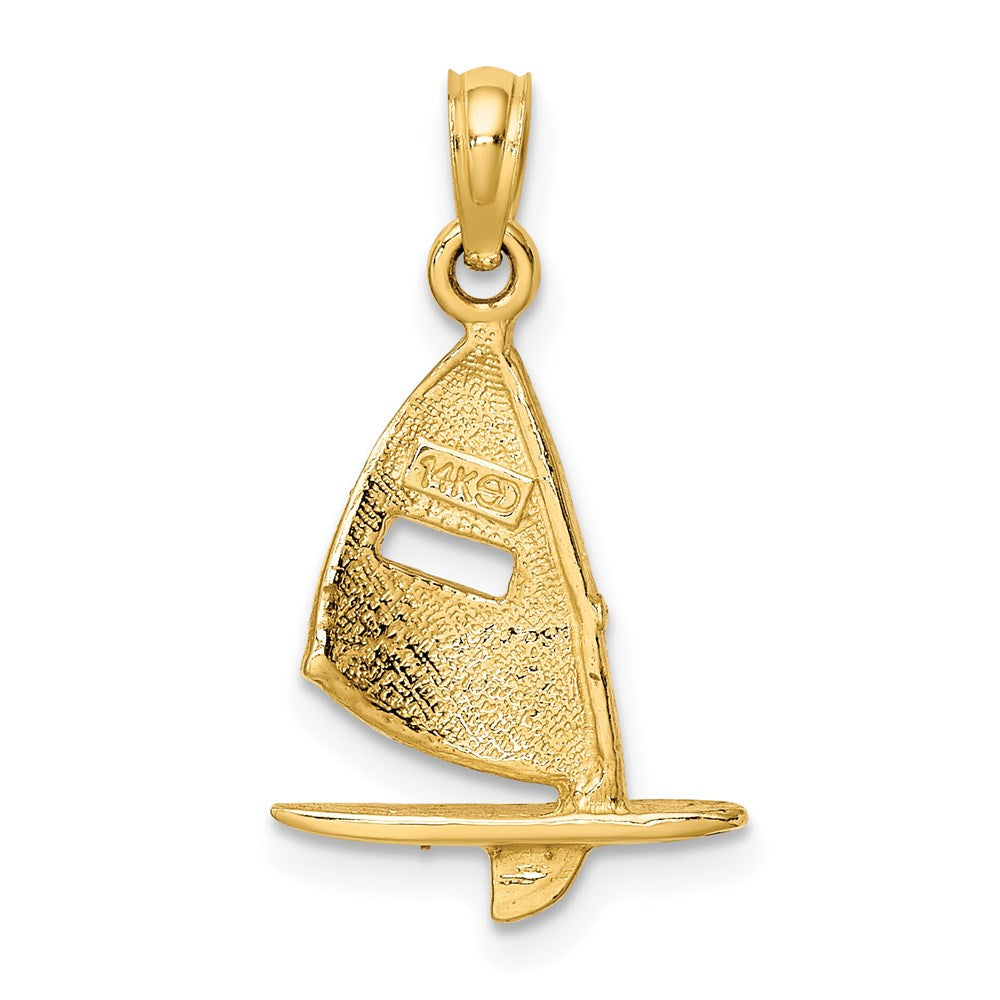 14K Pink Enameled Windsail Surf Board Charm