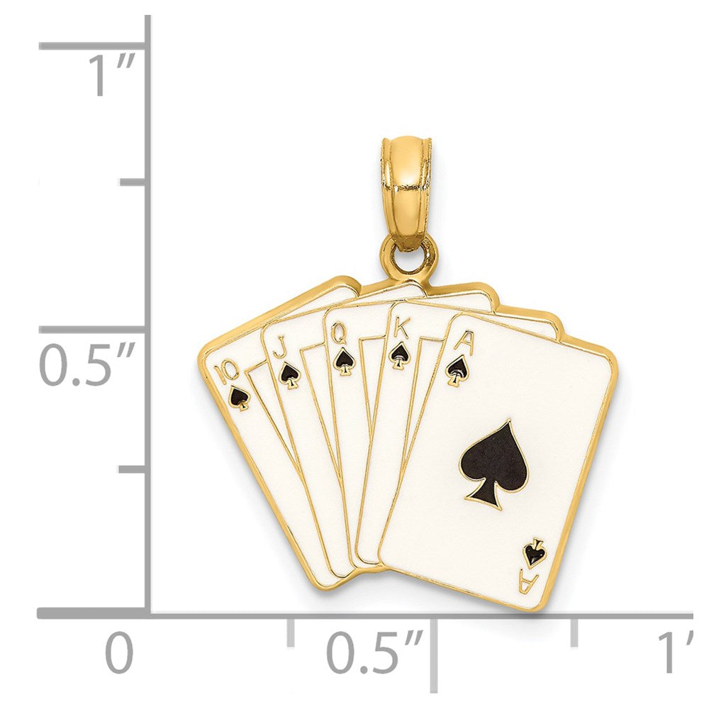14K Enamel Playing Cards Royal Flush Charm