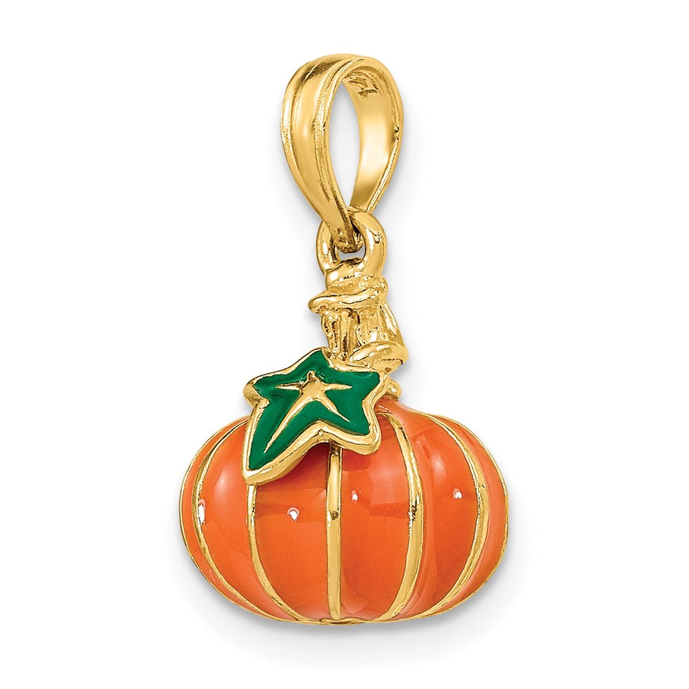 14K 3-D Enameled Pumpkin Charm