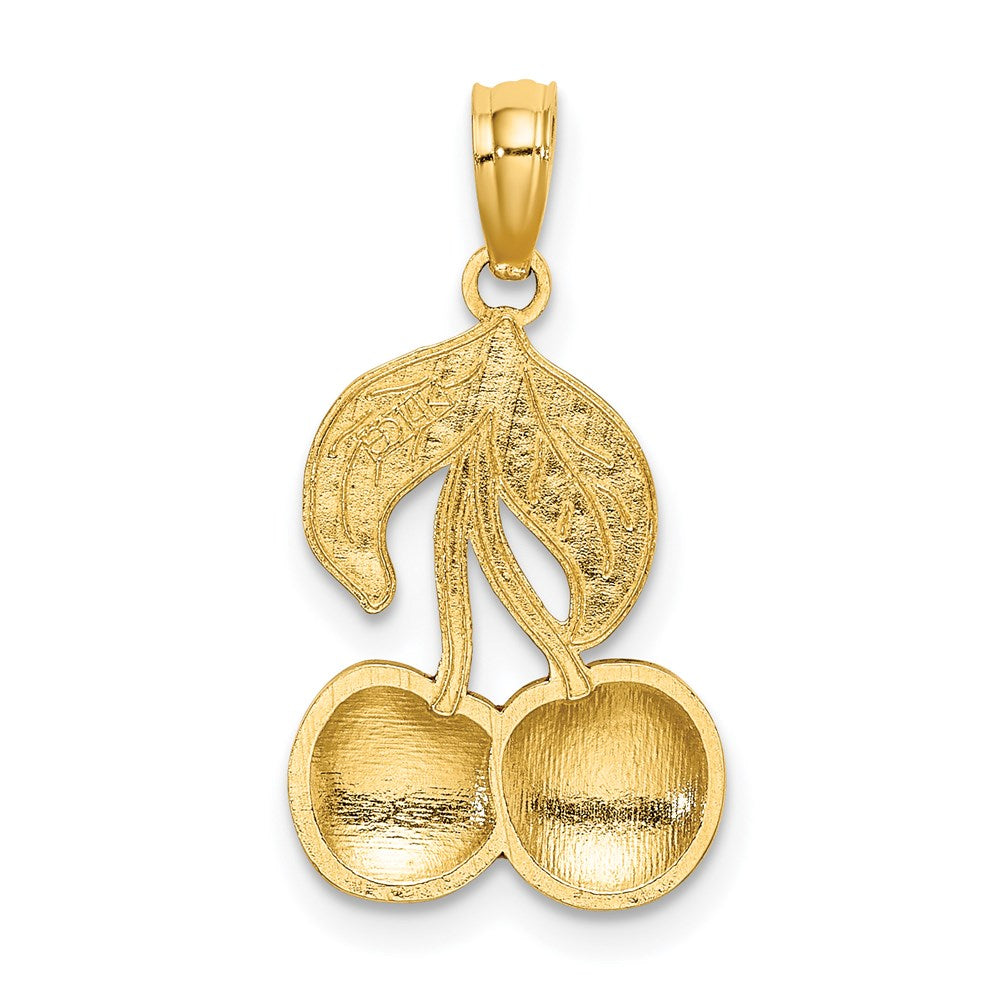 14K W/ Enamel Cherries With Leaf Charm
