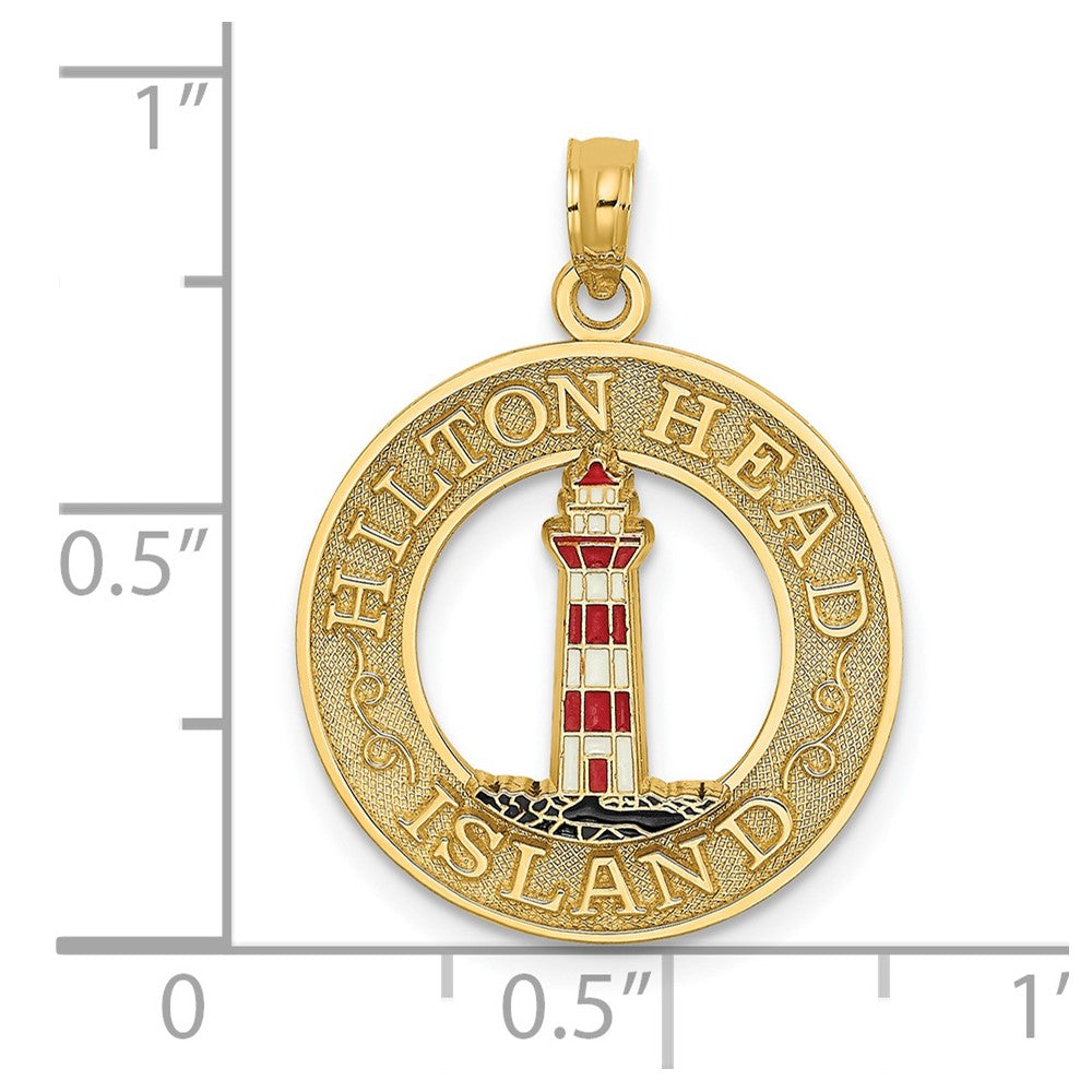 14K HILTON HEAD Enamel Lighthouse Circle Charm