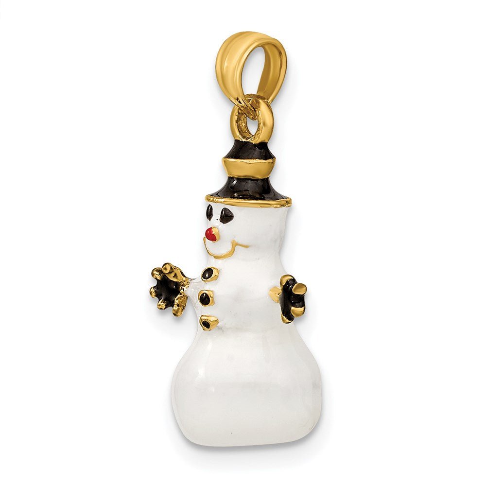 14K 3-D Enamel Snowman Charm