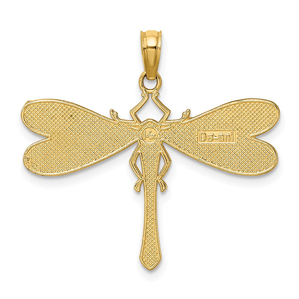 14K Multi Color Enamel Dragonfly Charm