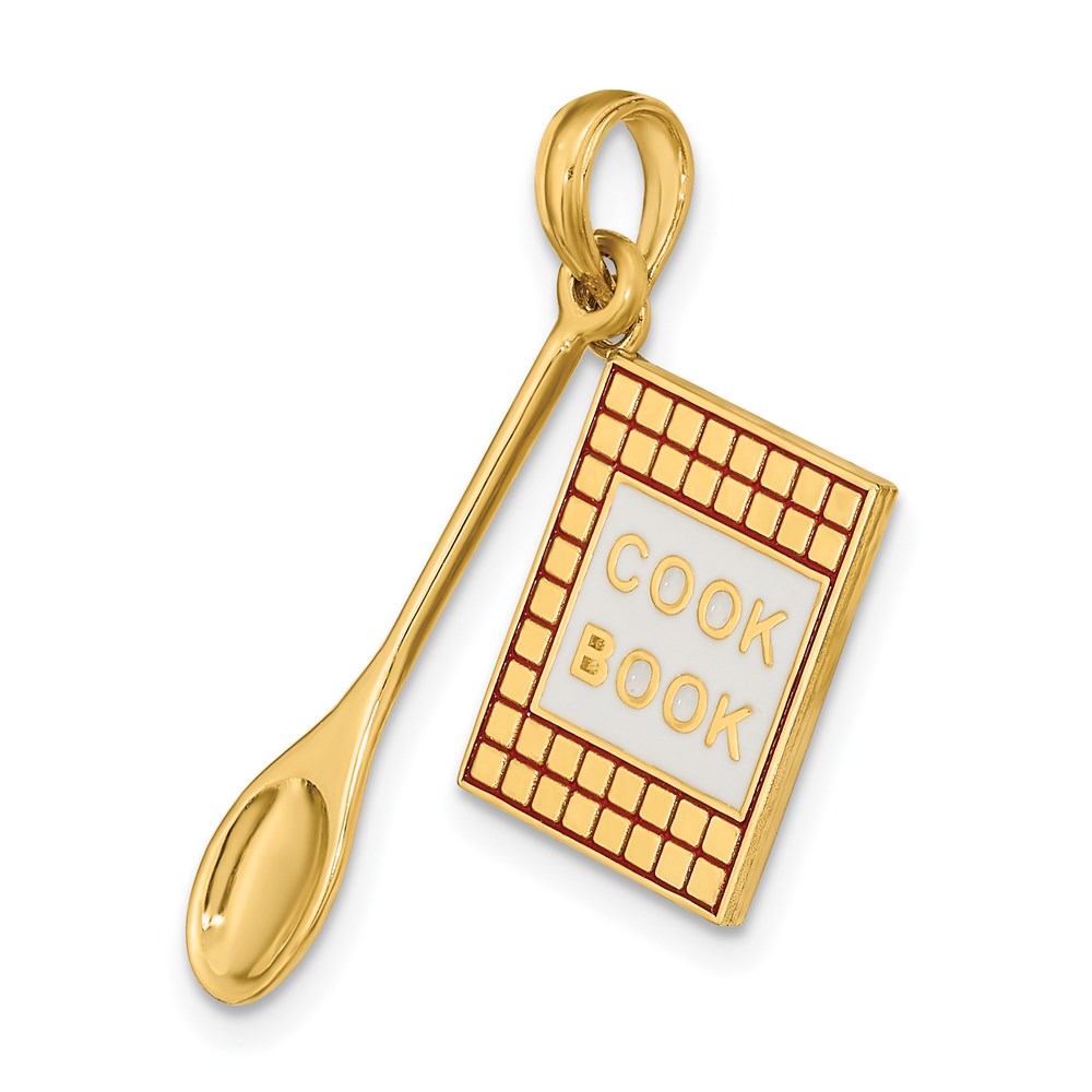 14K W/Enamel 3-D Cook Book and Spoon Charm