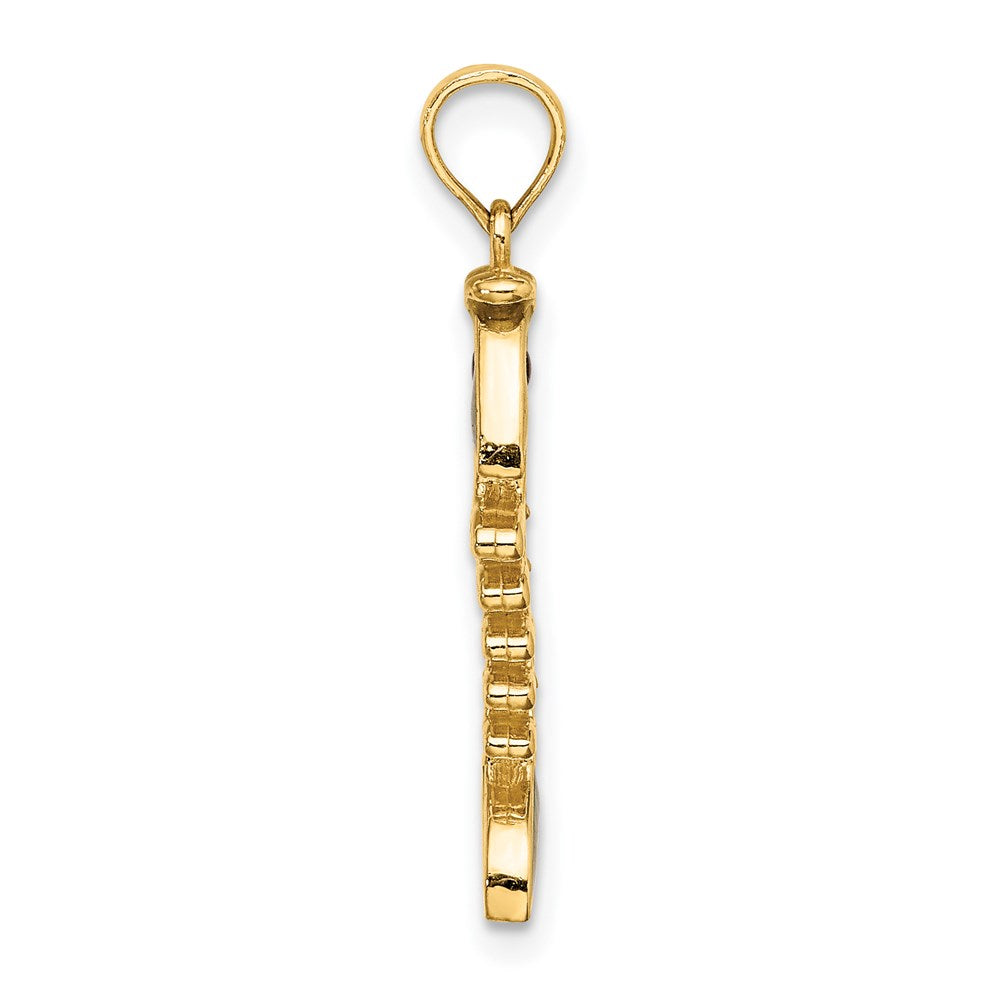 14k 3D Green Enamel Fish Bone Charm