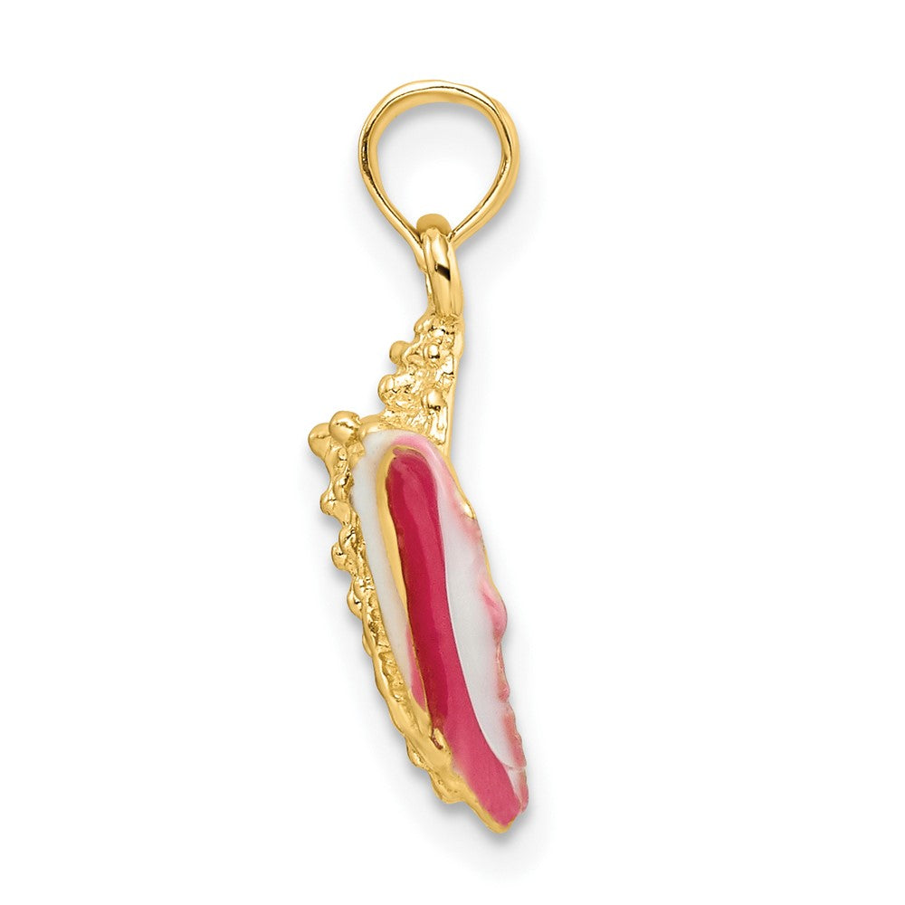 14k Textured and Enamel Conch Shell Pendant